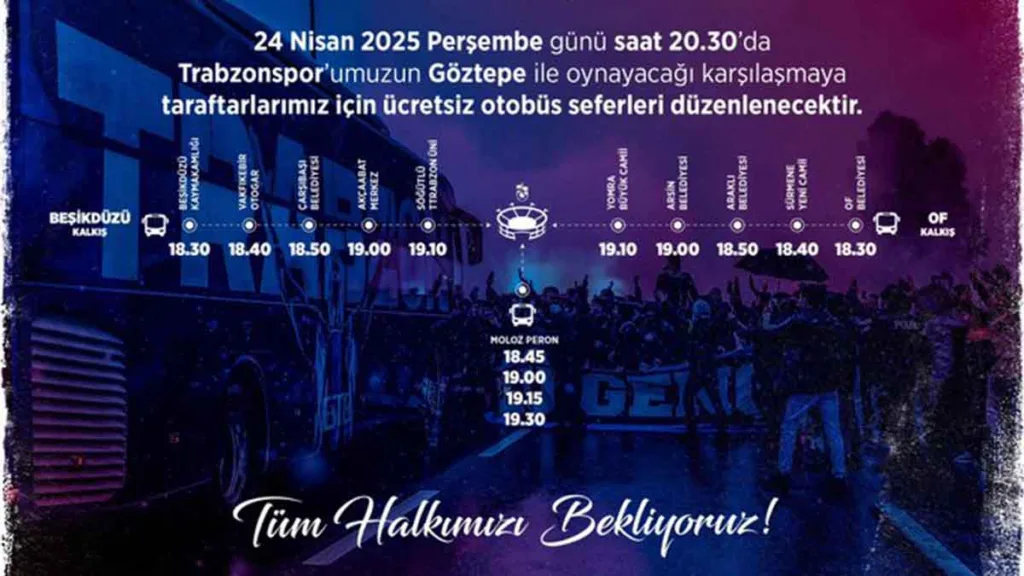 Trabzonspor maçı için ücretsiz otobüs seferleri yapılacak 2 trabzonspor goztepe maci ucretsiz otobus seferleri1